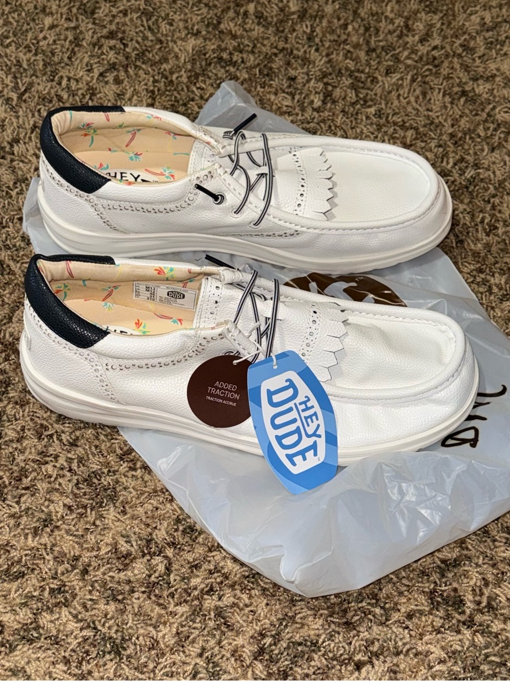 HEYDUDE Wally Golf Classic Men's Golf Shoes White/Navy Blazer US 12 NWT